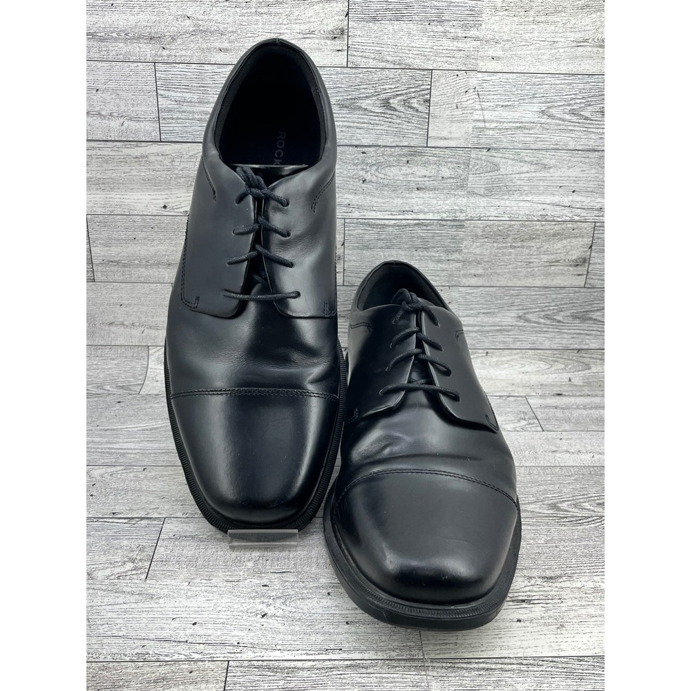 Rockport Men Black Leather Waterproof Cap‎ Toe Oxford Dress Shoes Lace Up Sz 10M